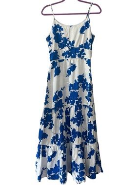 Cynthia Rowley Blue Floral Maxi Sundress - White & Royal Blue Size S